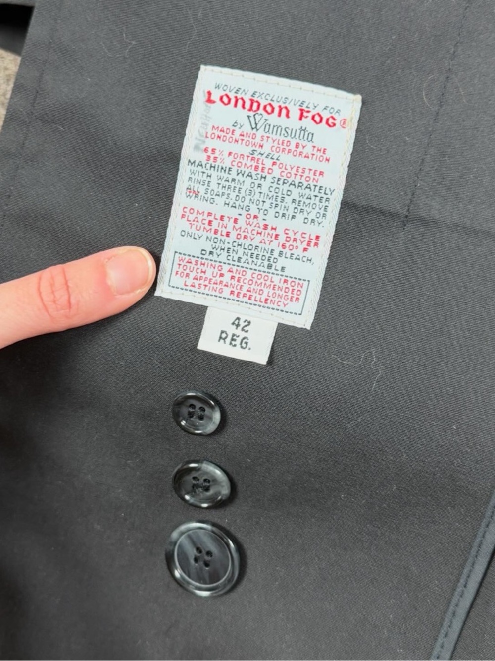 Vintage London Fog Black Long Double Breasted Belted Trench Coat Men’s 42 Large - Picture 4 of 10